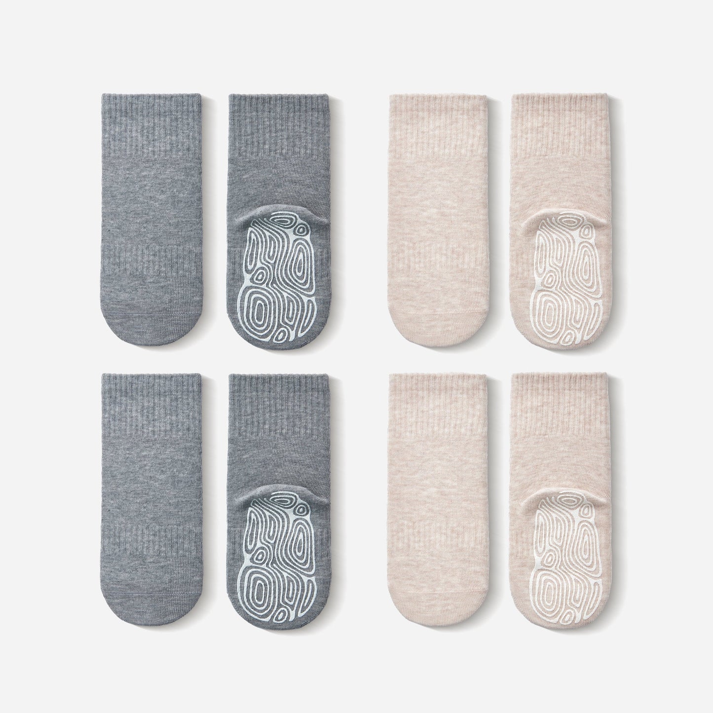 Beige & Grey Stay-On Socks