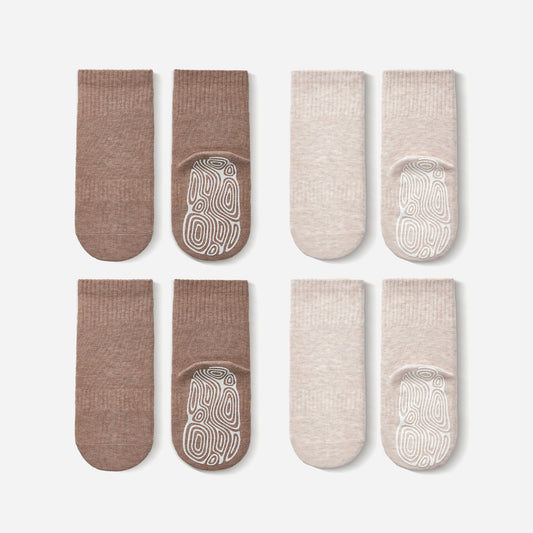 Beige & Brown Stay-On Socks
