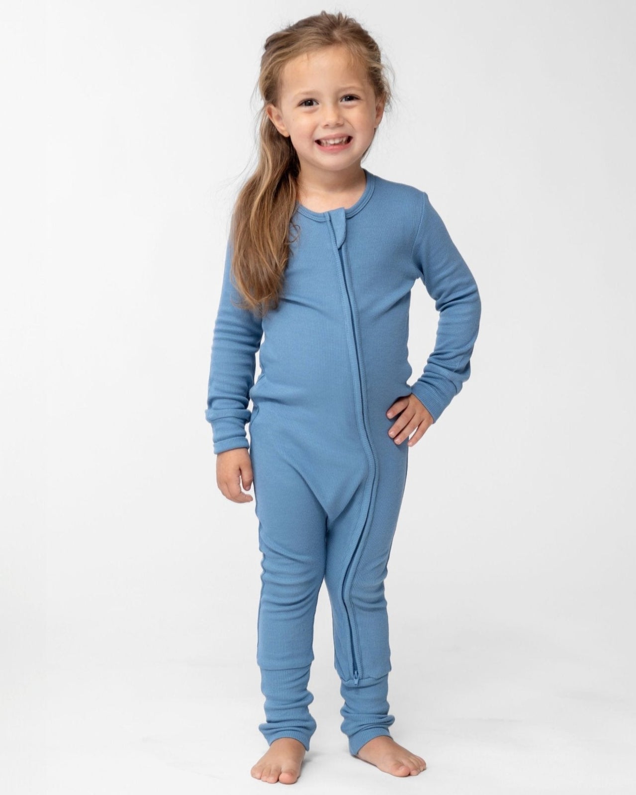 Dusty Blue Ribbed Bamboo Sleeper