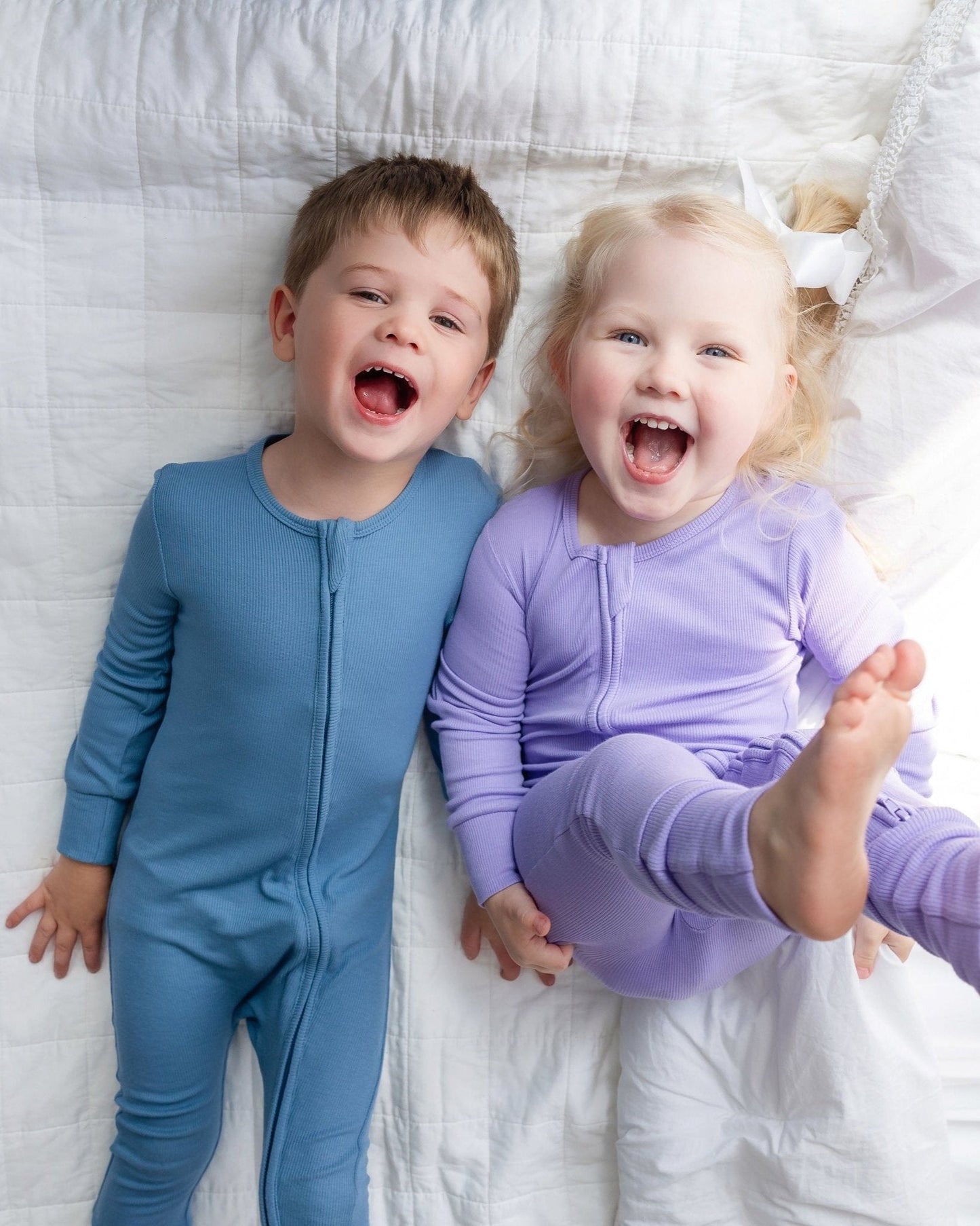 Dusty Blue Ribbed Bamboo Sleeper
