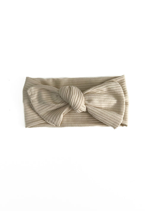 Oatmilk Ribbed Bow Headwrap