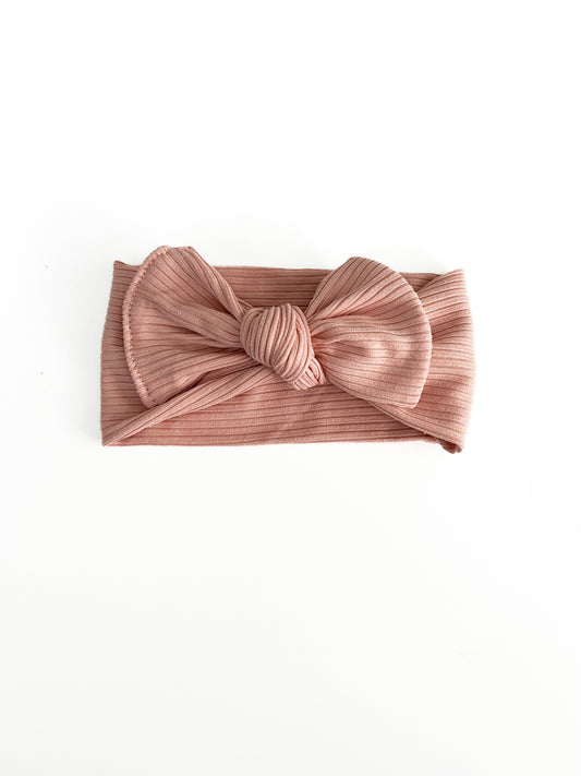 Peony Pink Ribbed Bow Headwrap