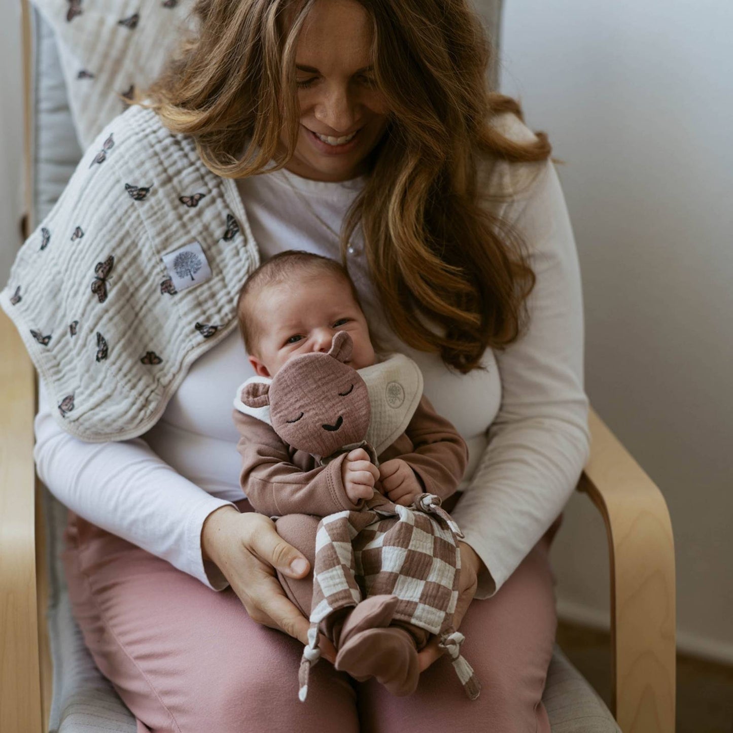 Rosewood Checker Muslin Lovey